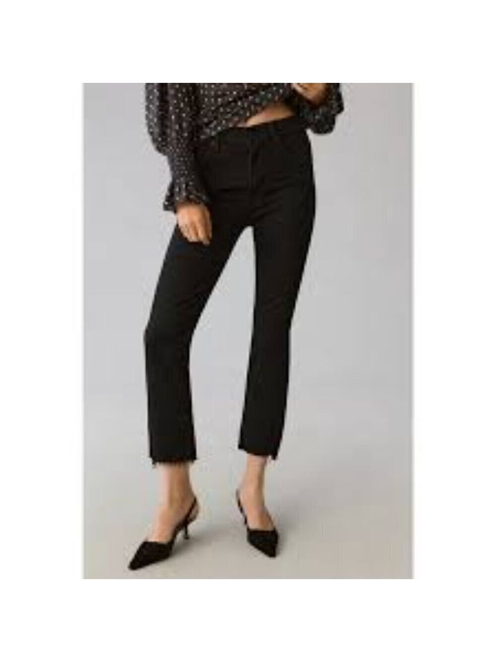 MOTHER  The Insider Crop Step Fray Black 5 Pocket Zip Up Jeans Size 25